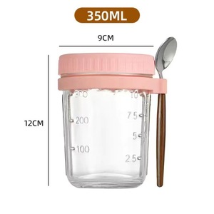 Frascos de Vidrio para Avena Nocturna con Tapa y Cuchara, Diseño Moderno, Ideales para Avena Nocturna, Ensaladas de Frutas, Camping y Cocina - Product Image 3