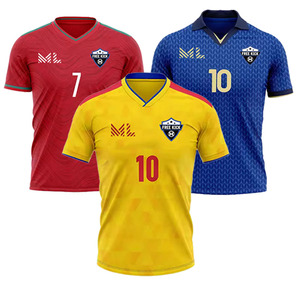Kit Maglia da <span class=keywords><strong>Calcio</strong></span> Personalizzata all'Ingrosso, Set Jersey da <span class=keywords><strong>Calcio</strong></span> ad Asciugatura Rapida, Stampa a Trasferimento Termico, Pantaloncini 100% Poliestere - Product Image 1