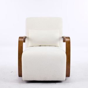 Sillón Giratorio Vintage Marrón, Cuero Sintético de Lujo, Reposabrazos de Madera Maciza, Comodidad Ergonómica, Perfecto para Sala de Estar, Lectura - Product Image 4