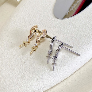 Accesorios de Perlas DIY 21700, Bandeja Vacía para Pendientes de Plata S925 con Cuentas Redondas de 8-13 mm, Joyería de Plata Moderna - Product Image 3