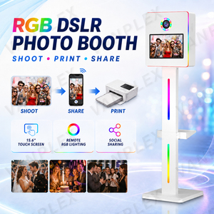 Photomaton carré DSLR avec écran tactile de 15,6 pouces, impression instantanée, GIF Boomerang, lumière RGB avec imprimante pour mariage, fête, événement - Product Image 3