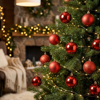Nouvel ensemble de 30 mm de mini-boules de Noël classiques de luxe incassables électroplaquées en plastique coloré pour sapin de Noël 2026