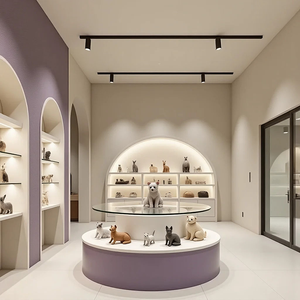 Exhibición <span class=keywords><strong>de</strong></span> Productos Suplementarios en Niveles con Iluminación <span class=keywords><strong>de</strong></span> Riel para Tiendas Minoristas <span class=keywords><strong>de</strong></span> Estilo Boutique Creativo con Temática <span class=keywords><strong>de</strong></span> Mascotas, Estilo Suave y Delicado - Product Image 1