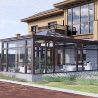 Véranda triangulaire moderne en verre trempé et alliage d'aluminium pour patio extérieur, balcon, hôtel et jardin domestique – Conception de bâtiment