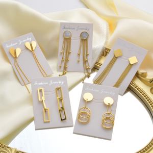 Joyería de Moda al por Mayor, Aretes Colgantes, Acero Inoxidable Chapado en Oro de 14K, Geométricos, Unisex, Zeadear ZE-SE0110 - Product Image 1