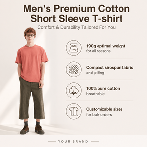 190gsm Everyday Essential T-Shirt 100% Cotton for Gym Casual Wear, Mid-Weight Blank Canvas for Custom <b>Logo</b> Printing Unisex - Product Image 5