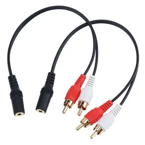 3.5mm Stereo Female To 2 Male RCA Jack Adapter Aux Audio Y Cable Headphone Splitter Converter Cord Wire