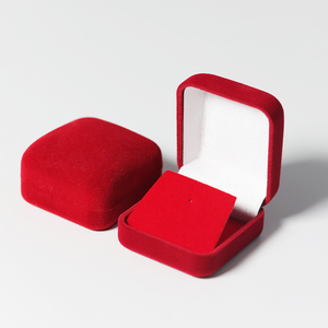 Manufacturer Flocking Ring Necklace Earrings Packaging Hot sale Small Velvet Jewelry Box brooch box