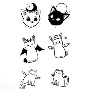 Tatuajes Temporales Semipermanentes de Diseño de Gato, 2 Semanas de Duración, a Base de Plantas Jagua, Transferibles con Agua, para Hombres y Mujeres - Product Image 2