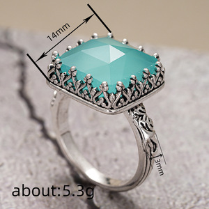 Anello vintage in stile corona con finta giada, elegante gioiello da donna alla moda, da indossare tutti i giorni, regalo chic - Product Image 3