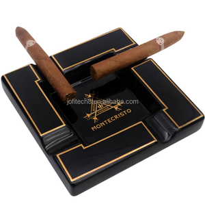 Cenicero de Cerámica Grande de Lujo, Moderno y Portátil, con Logotipo Personalizable, Negro y Blanco Clásico, Cuatro Ranuras para Cigarros, Empaquetado en Caja - Product Image 4