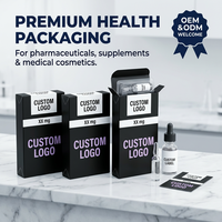 Carton pliable personnalisé noir à extrémité rabattable, emballage plat, pelliculage brillant, impression 4 couleurs, pour compléments pharmaceutiques, OEM ODM, directement de l'usine