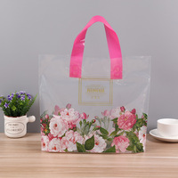 Sac de shopping transparent multi-usages avec logo personnalisé, poignée en boucle réutilisable, sac en plastique