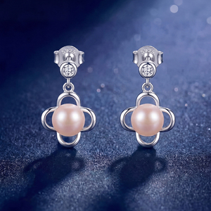 Élégantes boucles d'oreilles clous en argent S925 avec perles d'eau douce et zircon, motif fleur de soleil, bijoux pour femme, cadeau de mariage ou de mariée - Product Image 5