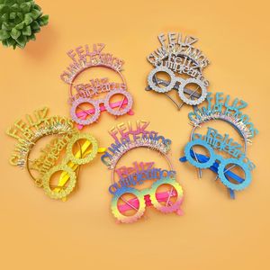 Nueva diadema de cumpleaños, alambre de oro rosa brillante, letras en inglés, gafas de feliz cumpleaños para decoración de fiesta de cumpleaños - Product Image 4