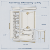 Armoire de chambre à coucher moderne en bois avec tiroirs et miroir, armoire de rangement à 4 portes, meubles de chambre à coucher pour la maison et l'hôtel