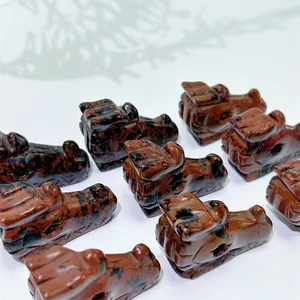 Wholesale Natural Gemstone Crystal Carving Crafts Product 5cm Red Obsidian Dragon Head For Gift Decoration