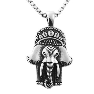 yunnique <b>Elephant</b> Pendant Stainless Steel Men's Necklace Retro Animal Design 19056 - Product Image 5