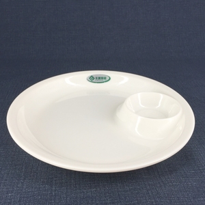Assiette en mélamine plastique à deux compartiments de haute qualité européenne, blanche, écologique, passe au lave-vaisselle, pour le <span class=keywords><strong>vinaigre</strong></span>, la vaisselle, le petit-déjeuner à la maison - Product Image 1