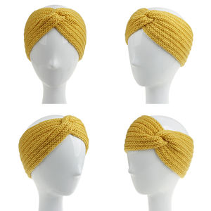 عصابة رأس محبوكة محبوكة واسعة ملتوية مصنوعة يدويًا من الكروشيه الدافئ للشتاء مكتنزة - Product Image 5