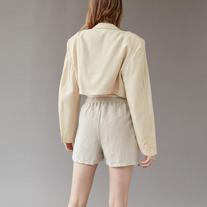 Blazer di <span class=keywords><strong>lino</strong></span> da <span class=keywords><strong>donna</strong></span> di moda all'ingrosso design personalizzato cappotti corti blazer corto - Product Image 6