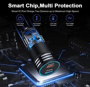 Di alta qualità 60W PD Dual tipo C porta ricarica rapida caricabatterie per auto USB caricatore elettrico per iPhone per Samsung per <span class=keywords><strong>Huawei</strong></span> <span class=keywords><strong>Mobile</strong></span> - Product Image 2