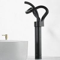 Nouvelle Tendance Robinet de Lavabo Cascade Moderne Gris Anthracite Créatif Minimaliste en Laiton avec Mitigeur Chaud/Froid et Cartouche Céramique
