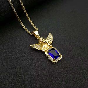 Yunnique – collier avec pendentif ange Hip Hop, en acier inoxydable plaqué or, zircone cubique, bijoux de fête, pendentif unisexe à la mode - Product Image 5