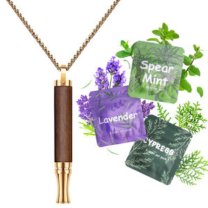 Metal Breathing Essential Oil <strong>Diffuser</strong> Wooden Smokeless Inhaler Stainless Steel Anxiety Breathing Oxygen Inhaler <strong>Necklace</strong> - Product Image 1