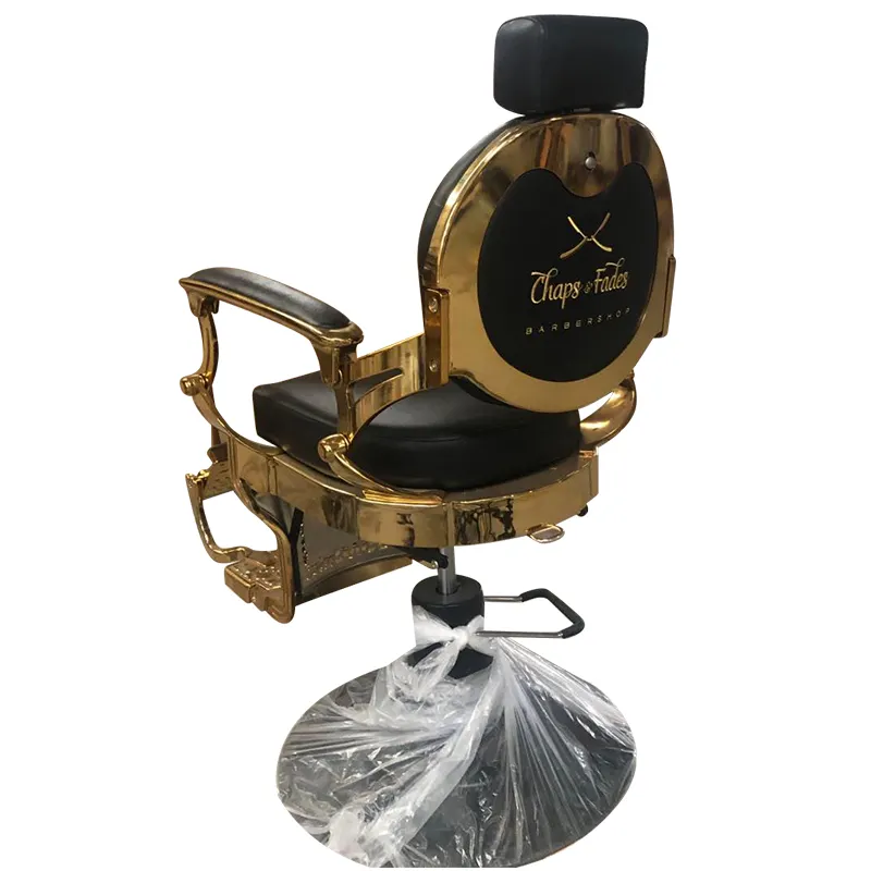 2020 Latest European Style Aluminium Alloy Heavy Duty Gold and Black Barber Chairs Styling Chairs Salon Chair With Logo