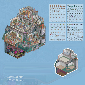 Jhm สติกเกอร์ DIY ฉาก3ชั้นวิลล่าออกแบบฉากขนาดเล็ก3D ฉากสติกเกอร์ซ้อนและวาง - Product Image 2