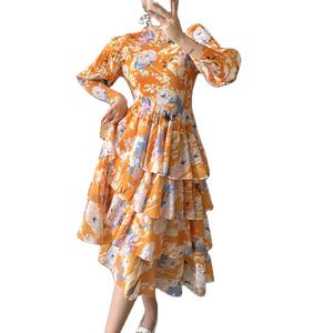 Gaun Wanita Model Lipit Ruffle Berkualitas Tinggi Tahun 2024, Gaya Kasual, Bahan Poliester Elastis, Longgar - Product Image 3