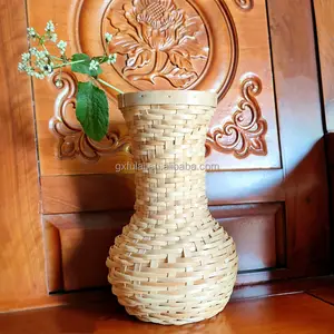 Bahan alami kayu produk buatan tangan vas silinder untuk bunga kering