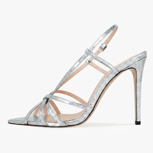 Sandales à talons aiguilles métalliques effet serpent pour femmes, à brides croisées, talon haut, pour soirées glamour, vente en gros OEM - Product Image 6