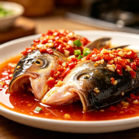 Tête de poisson prête à cuisiner, chili haché, style Hunan, carpe argentée, 640g/sac, plat préparé surgelé, export, emballage en vrac