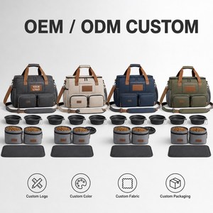 <b>Dog</b> Travel Bag Organizer Weekender Pet Supplies Tote with 2 <b>Food</b> <b>Containers</b> 2 Collapsible Bowls Placemat Multi Pocket OEM ODM - Product Image 2