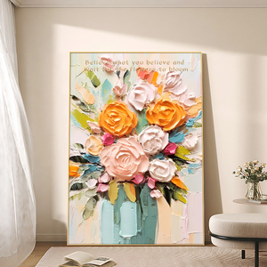 Impresión en lienzo de flores con textura 3D, pinturas artísticas de pared abstractas para decoración de hogar, oficina, Hotel - Product Image 5