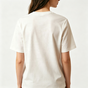 เสื้อยืดคอกลมแขนสั้นสีขาวปักลายดอกไม้สำหรับผู้หญิงสำหรับฤดูใบไม้ผลิและฤดูร้อนที่หรูหราออกแบบได้เอง - Product Image 3