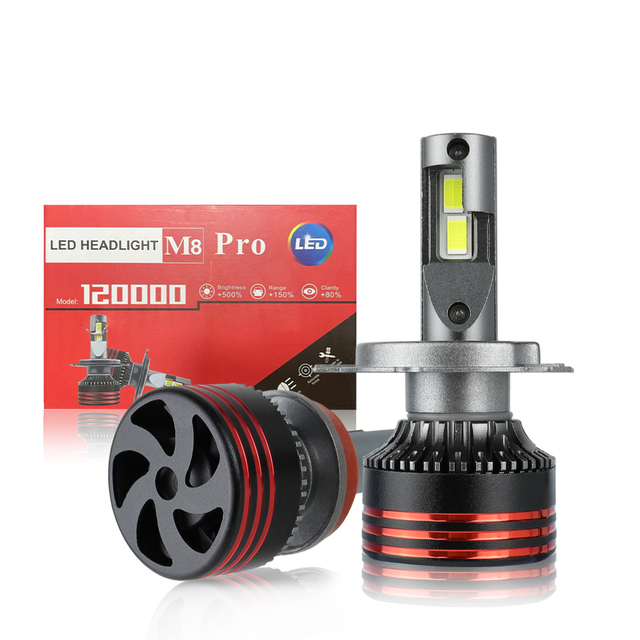 JHS Factory Wholesale M8 Pro Led Headlight H1 H3 H4 H7 H11 9004 9005 9006 9007 880 881 Waterproof 3570 Chip for Universal Car