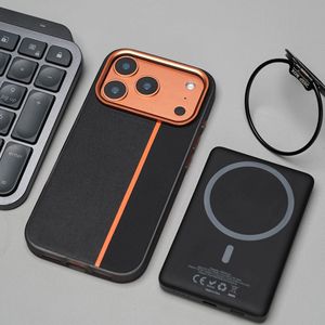 Funda de Cuero con Bloques de Color para iPhone 17 Pro Max, Funda Protectora Magnética Anti-Caídas para iPhone 16 - Product Image 1