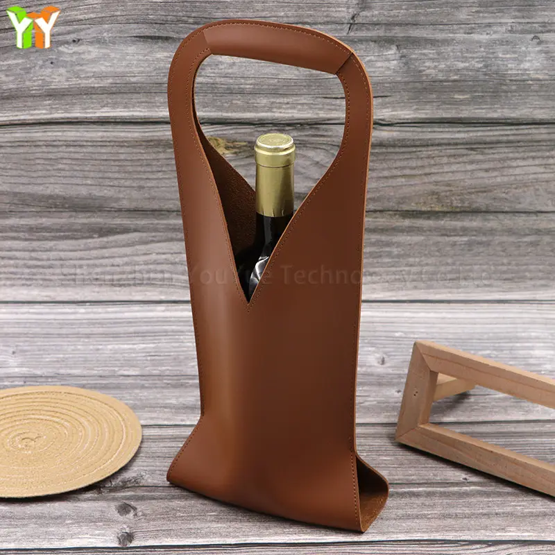 YY RTS Bolsa de regalo de vino Bolsa de transporte de botella de vino de cuero Bolsa de botella de vino de cuero/Portador/Bolsa