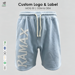 Shorts de jogging personnalisés pour hommes en molleton épais avec impression en relief, taille élastique à cordon, style streetwear ample, OEM ODM, logo personnalisé - Product Image 1