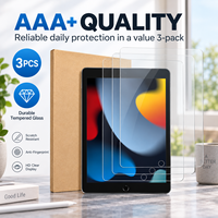Lot de 3 protections d'écran en verre trempé 2.5D 9H anti-traces de doigts, anti-reflets, ultra-fines pour iPad 10.2 2021, Air 4/5, 1-6, 11 2024-2025