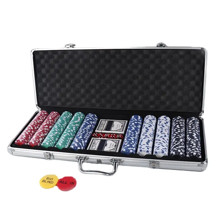 500 Stück Poker chips 2 Spielkarten Bargaining Poker Chips mit Aluminium Case Clay Composite Poker Set