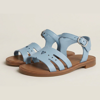 Sandales de plage pour filles, chaussures d'été plates, chaussures décontractées de créateur pour enfants, sandales en cuir pour filles et garçons