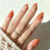 H41 Kaixin Faux Ongles à Presser Personnalisés Rouge Terre Cuite avec Tourbillon Doré, Fournitures pour Ongles Français Rouges avec Accent Doré 3D pour Intérieur