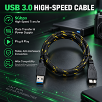 Kabel USB 3.0 Micro WISTAR, Kabel Hard Drive Kecepatan Tinggi USB 3.0 a ke Micro B, Kompatibel dengan Seagate WD Toshiba