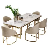 Mesa de jantar e cadeira de mármore escandinavo, combinação de luz de luxo, pós-moderno, minimalista, restaurante, casa, risoto, mesa