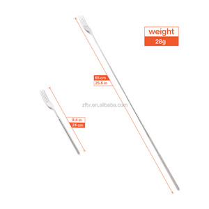 Dao Kéo-Kéo Dài Đến 25.6 Inch BBQ Kính Thiên Văn Bữa Tối Có Thể Mở Rộng Ngã Ba Trái Cây Tráng Miệng Dài Tay Cầm Ngã Ba - Product Image 3