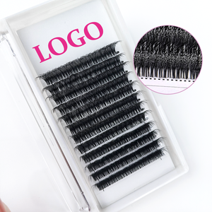 0.05 10P Bandejas de Pestañas Premade Fan Híbridas, Curva C D, Negro Mate Natural - Product Image 3